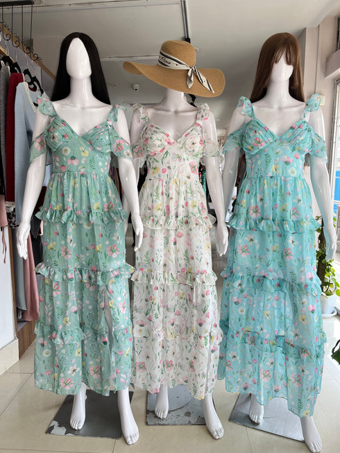 Summer Ruffle Sleeves Floral Sundress